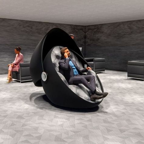 Reading pods for better focus Nap Pod, Sleep Pod, Furniture Design Competition, Sleeping Pods, Pod Chair, Sensory Deprivation, A Barrier, Office Couch, Power Nap