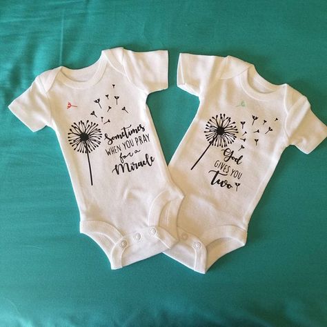 Twin Onesies® Twin Outfits Twin Baby TShirts Twins Baby | Etsy Twin Baby Clothes, Twin Onesies, Twin Baby Gifts, Twin Shirts, Twin Baby Girls, Twins Baby, Twin Outfits, Gift For Parents, Dandelion Seed