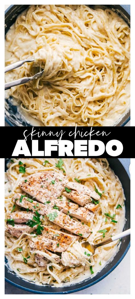 Skinny Alfredo Sauce Skinnytaste Alfredo Sauce, Low Calorie Chicken Alfredo, Healthy Chicken Alfredo Recipe, Low Fat Alfredo Sauce, Healthy Alfredo Sauce Recipe, Healthy Chicken Alfredo, Healthy Alfredo Sauce, Chicken Alfredo Recipes, Quick Pasta Recipes