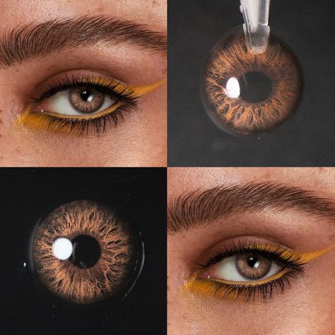 Eye Contacts Lenses, Lenses For Brown Skin, Brown Contacts, Colored Contacts For Brown Eyes, Best Colored Contacts For Brown Eyes, Light Brown Contacts, Amber Eye Contacts, Fairy Contact Lenses, Eye Makeuo