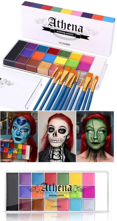 Face Paint Palette, Athena Painting, Makeup Pallettes, Face Paint Set, Cute Clown Makeup, Cosplay Instagram, Face Paint Kit, Deep Pan, Cute Halloween Makeup