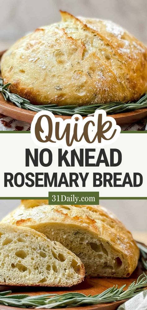 Homemade Rosemary Bread Recipes, Easy Bread Recipes For Dutch Oven, Homemade No Knead Bread Recipes, Easy Homemade Artisan Bread, Rosemary Garlic Artisan Bread, Easy Rosemary Bread Recipes, Rosemary And Garlic No Knead Bread, Gluten Free Artisan Bread Dutch Ovens, Dutch Oven Rosemary Bread