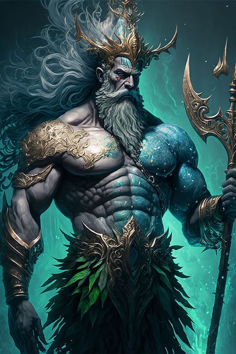 POSEIDON Art | Greek Mythology Art | Mind Maestro AI Poseidon Art, God Of Sea, Art Greek Mythology, Mermaid Water, Greek Sea, Greek Costume, Classical Mythology, Greek Warrior, The Minotaur