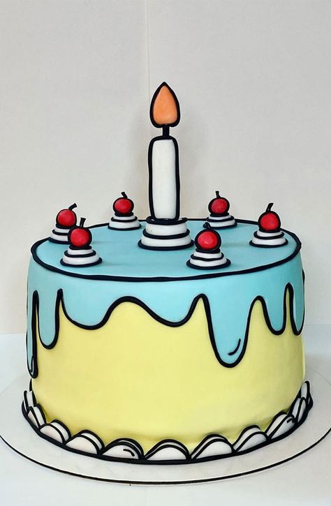 Cartoon Fondant Cake, 2d Cake Design, Cartoon 2d Cake, Cartoon Cake Decoration, Cartoon Like Cake, Comic Book Style Cake, Cartoon Cake Buttercream, Comic Cartoon Cake Ideas, 2d Comic Cake Ideas