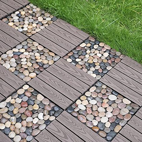 Playground Flooring Outdoor, Backyard Pathway, Stone Deck, Playground Flooring, Paving Ideas, Deck Flooring, Interlocking Deck Tiles, Interlocking Flooring, Pebble Tile