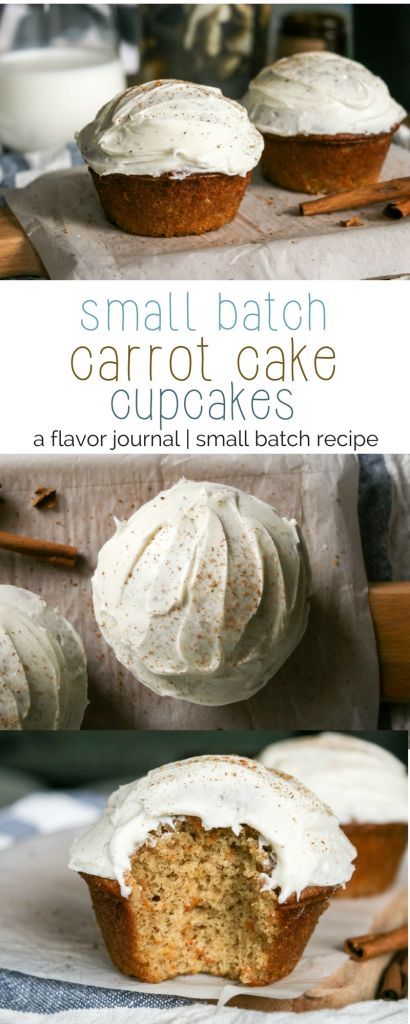 Small Batch Carrot Muffins, Small Batch Cupcake Recipe, Small Desserts For Two, Single Cupcake Recipe, Small Batch Carrot Cake, Small Batch Desserts, Small Batch Cupcakes, Carrot Dishes, Batch Recipes