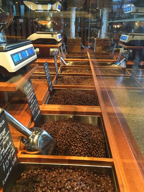 Choose your roast. #startbucks #roastery #seattle Roastery Design, Cafe Roastery, Cafe Roastery Interior Design, Coffee Roastery Design, Starbucks Roastery, Coffee Roasting Room, Coffee Bean Shop, Cabin Coffee, Coffee Shop Business