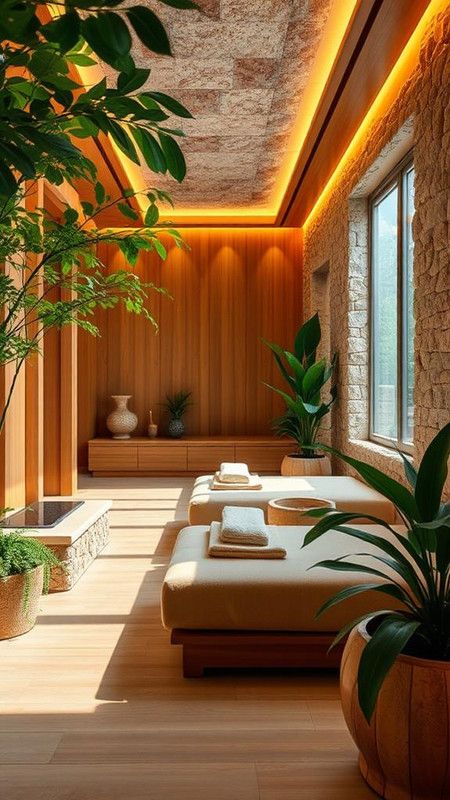 Essential Elements of Spa Interior Design Modern Thai Interior Design, Spa Lounge Area, Spa Modern Design, Wellness Spa Design, Wellness Spa Interior Design, Salt Therapy Room, African Spa, Thai Interior Design, Spa Lobby