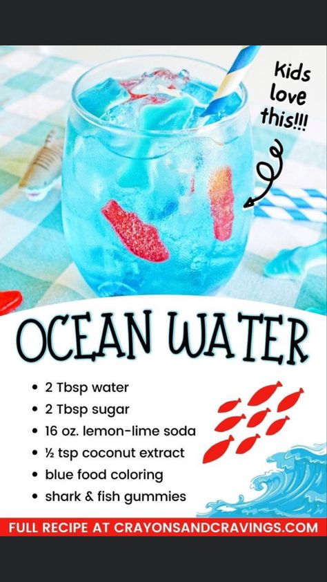 Spiked drinks Ocean Water Drink, Shark Week Drinks, Cookout Drinks, Sonic Ocean Water, Spiked Drinks, Sonic Drinks, Shark Week Party, Fun Drink Recipe, Coconut Drink