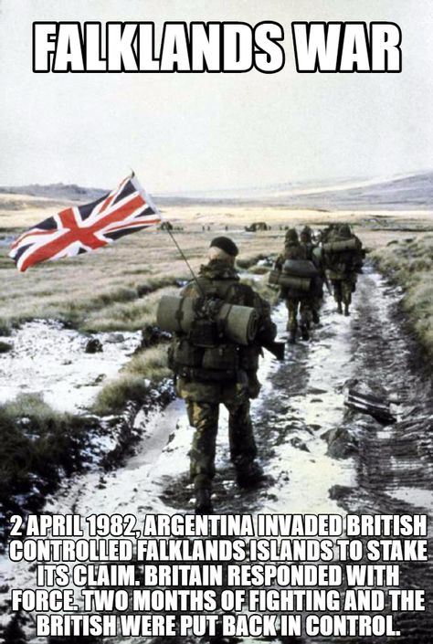 On 2 April 1982 Argentina invaded the English held Falkland Islands.  Britain's Prime Minister, Margaret Thatcher (The Iron Lady), promptly responded with force. In a series of violent clashes the British eventually secured the island after two months of enemy occupation. British Royal Marines, Marine Commandos, Royal Marine Commando, British Overseas Territories, British Armed Forces, Falkland Islands, Jack Flag, Union Jack Flag, Royal Marines