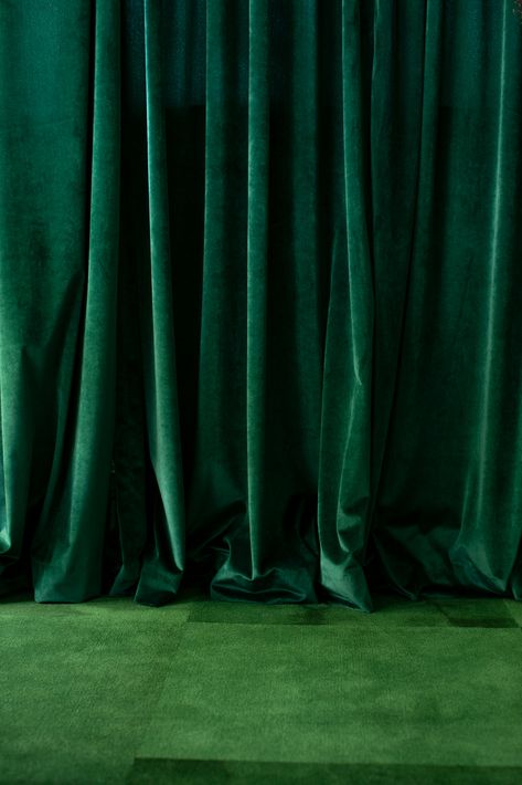 green curtains, green carpet Emerald Green Curtains, Dark Academia Aesthetic Wallpaper, Curtains Green, Theatre Curtains, Green Drapes, Studio Backdrops Backgrounds, Curtain Backdrops, Green Backdrops, Green Curtains