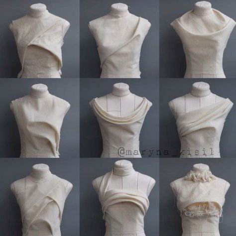 Neckline Pleated Blouse Top Blouse Pattern Sewing, Fashion Sewing 98B Couture, Draping Ideas Fashion Pattern Making, Draping Fashion Techniques, Draping Ideas Fashion, Draping Dress Pattern Design, Pleated Top Pattern, Draping Techniques Tutorials, Creative Draping Fashion, Pleated Dress Pattern