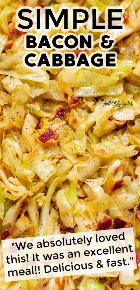 Fried Cabbage And Bacon, Bacon And Cabbage, Cooked Cabbage Recipes, Fried Cabbage With Bacon, Morning Challenge, Cabbage Recipes Southern, Easy Cabbage Recipes, Cabbage With Bacon, Creamed Cabbage