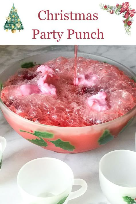 Easy Raspberry Sherbert Punch, perfect for your holiday party drink. Retro party beverage that is a church Christmas party tradition. Make your party special with a sweet fizzy punch that is so easy to make. Ambrosia Party Punch, 7 Up Punch With Sherbert, Punch With Raspberry Sherbert, Christmas Sherbert Punch Recipes, S Herbert Punch, Holiday Punch With Sherbert, Holiday Punch Sherbet, Raspberry Sherbert Punch Recipes, Wedding Punch Recipes With Sherbert