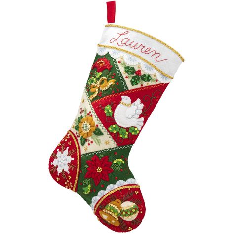 Patchwork, Molde, Natal, Bucilla Stocking, Felt Stocking Kit, Cross Stitch Stocking, Christmas Stocking Kits, Felt Christmas Stockings, Holiday Mantel