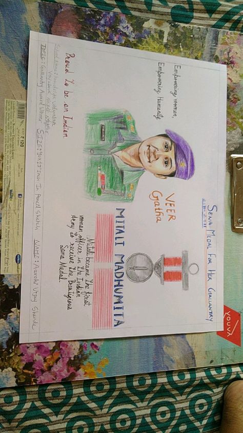 Unsung Heroes Of India Drawing, Drawing On Veer Gatha, Veer Gatha Project, Painting On Veer Gatha Project, Veer Gatha Drawing Painting, Gallantry Award Winner Painting, Veer Gatha Painting Competition, Veer Gatha Drawing Competition, Veer Gatha Poster Making