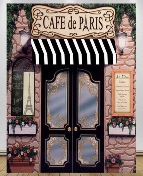 Paris Backdrop, Paris Prom Theme, French Dinner Parties, Spanish Classroom Decor, Cafe Display, Fall Classroom Decorations, Dollhouse Design, Parisian Theme, Paris Theme Party