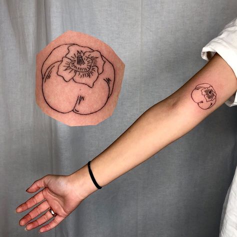 Persimmon Tattoo, Samantha Tattoo, Tattoo Pierna, Cousin Tattoos, Sick Tattoo, Stick N Poke Tattoo, Hand Poked Tattoo, Poke Tattoo, Hand Poke