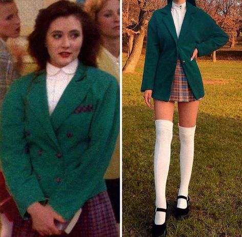 Heather Duke From Heathers Heathers 80s Outfits, The Heathers Halloween Costume, 80s Actresses Aesthetic, Heather Duke Inspired Outfits, Heathers Movie Outfits, Heathers Outfits Movie, Heather Duke Cosplay, Heather Duke Costume, The Heathers Costume