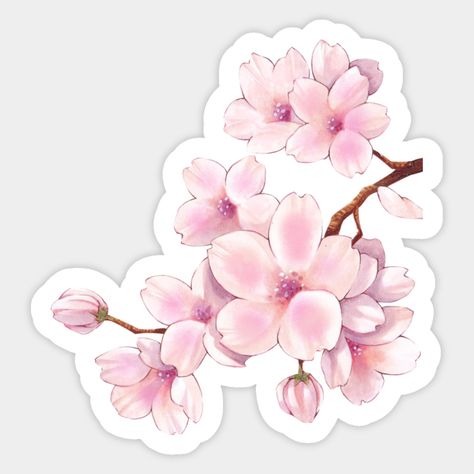 Sakura Stickers Blossoms, Cherry Blossom Sticker Printable, Sakura Flower Sticker, Cool Sticker Ideas, Cute Flower Stickers, Cherry Blossom Tattoo Design, Chinese Stickers, Sakura Stickers, Cherry Blossom Sticker