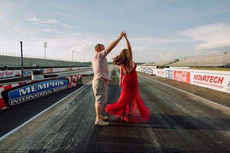 Racetrack Engagement Pictures, Race Track Wedding Photos, Race Track Engagement Photos, Race Track Photoshoot, Racing Engagement Photos, Racetrack Photoshoot, Car Themed Wedding, Wedding Moodboard, Racing Photos