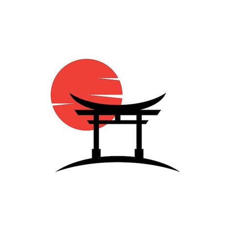 Japan Vector Illustration, Tori Gate Tattoo Design, Torii Gate Illustration, Tori Gate Tattoo, Torii Gate Tattoo, Shrine Tattoo, Japan Logo Design, Japanese Inspired Tattoos, Bonsai Tattoo