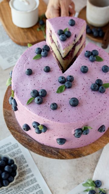 Camila Hurst on Instagram: "Blueberry cake layers filled with Blueberry Jam, frosted with Blueberry Cream Cheese Frosting. This cake has such a fluffy texture and is bursting with juicy blueberry flavor.💕" Lemon Blueberry Birthday Cake, Blueberry Smash Cake, Blueberry Birthday Cake, Camila Hurst, Blueberry Cream Cheese Frosting, Cake With Jam, Blueberry Birthday, Blueberry Yogurt Cake, Peach Cake Recipes