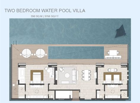 The Ritz-Carlton Maldives, Fari Islands Resort Floor Plan Layout, Ritz Carlton Maldives, Maldives Architecture, Palm Springs House Exterior, Pool House Layout, Overwater Villa, Hotel Room Design Plan, Resort Plan, Comer See