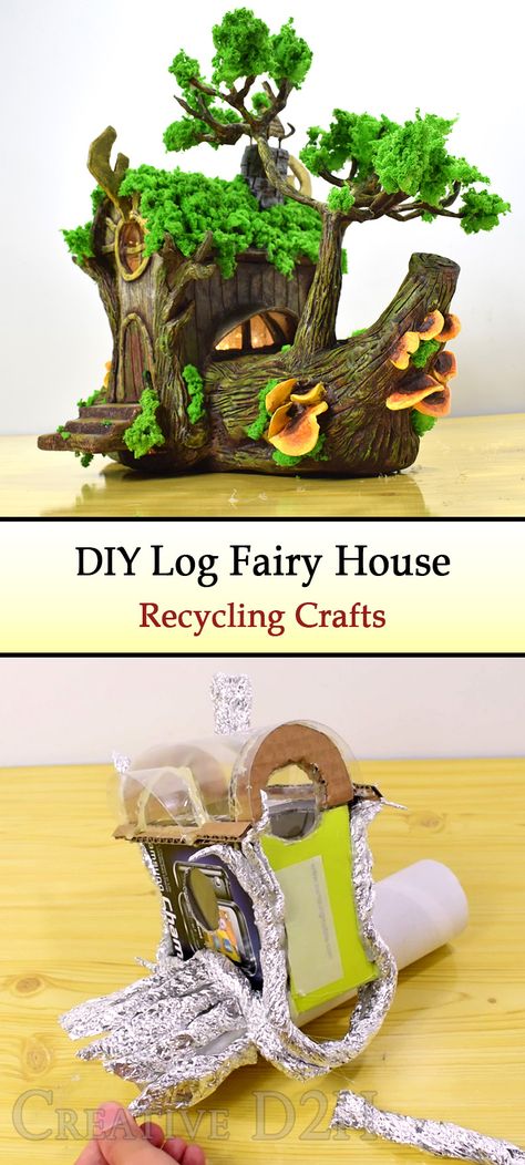 Diy Fairy House From Plastic Bottles, How To Make A Fairy House Step By Step, Clay Fairy House Diy Videos, Fairy House Diy How To Make A, Fairy Town, Clay Fairy House Diy, Air Dry Clay Fairy House, Cardboard Fairy House, Miniature Houses Diy Cardboard