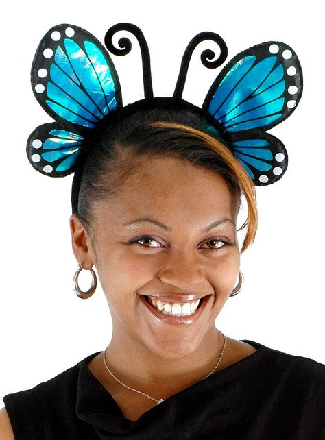 Butterfly Headband blue Headband Costume, Butterfly Headband, Diy Kids Art, Tardis Blue, Silly Hats, Hat Ideas, Art N Craft, Painted Clothes, Hair Decorations