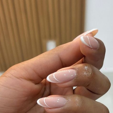 KENZO NAIL STUDIO on Instagram: "Double french 🤍
Done by Kenzo
.
.
.
.
.
#nails #nail #kenzonailstudio #almondnails  #squarenails #springnails #summernails #nicenails #naildesigns #parklawn #acrylicnails #frenchnails #chromenails #nudenails #shortnails #fallnails #winternails #nailinspo #longnails #naturenails #thequeensway #etobicokenails #biogelnails #torontonails #kenzonailstudio #doublefrench #torontonails" Double Line French Manicure, Almond Nails Double French Tip, Double Layer French Tip Nails, Double White French Nails, Nails Double French Tip, Double French Manicure, Double French Tip Nails, Double French Nails, Double French Tip