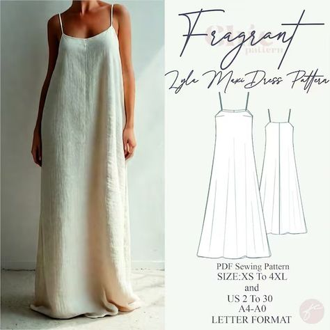 FragrantChicDesign - Etsy Beach Dress Sewing Pattern, Strappy Dress Pattern, Dress Sewing Patterns Beginner, Simple Sewing Dress Patterns, Free Babydoll Dress Pattern, Simple Wedding Dress Pattern, Maxi Dress Pattern Sewing Easy Diy, Easy Summer Dress Sewing Pattern Free, Bohemian Sewing Patterns