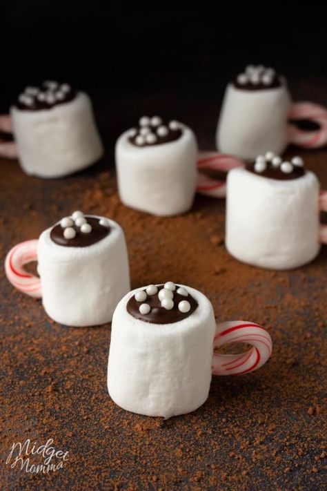 Toasted Marshmallow Hot Chocolate, Marshmallow Christmas Treats, Hot Chocolate Decor, Hot Cocoa Cups, Marshmallow Cups, Big Marshmallows, Cocoa Cups, Hot Chocolate Cookies Cups, Hot Chocolate Party