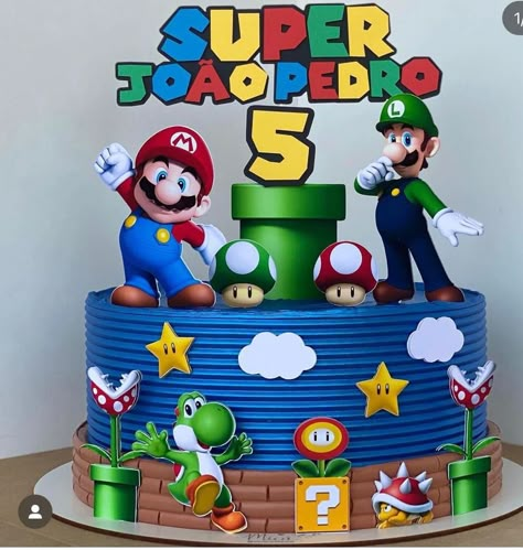 Bolo Mario Bros, Mario Kart Party, Mario Birthday Cake, Mario Bros Cake, Super Mario Cake, Mario E Luigi, Mario Cake, Mario Bros Birthday, Mario Y Luigi