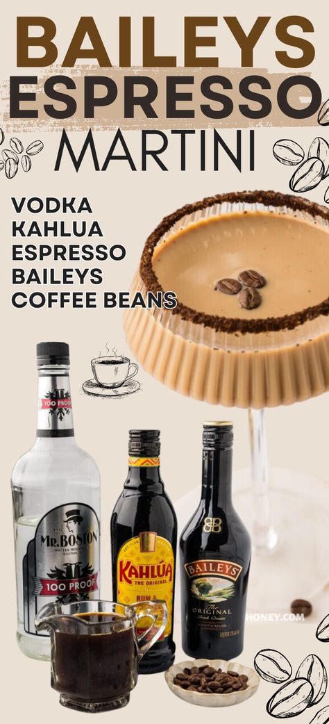 Baileys Espresso Martini – Treat yourself with a creamy, energizing and bold cocktail – Espresso Martini with Irish cream! This martini recipe has a strong flavor of coffee and a creamy touch of well-loved Baileys. Espresso cocktails, espresso martini cocktail, Baileys cocktail, Baileys recipes, espresso martini recipe. Tito’s Espresso Martini, Espresso Martini Tito’s, Gin Espresso Martini, Black Espresso Martini, Baileys Almond Milk Liquor Recipes, Bailey’s Espresso Martini, Espresso Martini Pitcher Recipe, Biscoff Martini, Martini Espresso Recipe