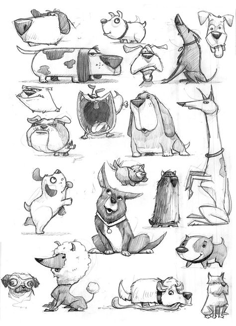 Art Du Croquis, Dog Comics, Illustration Tutorial, Character Design Challenge, Art Kawaii, Dog Sketch, Character Design Sketches, Cartoon Sketches, Dog Illustration