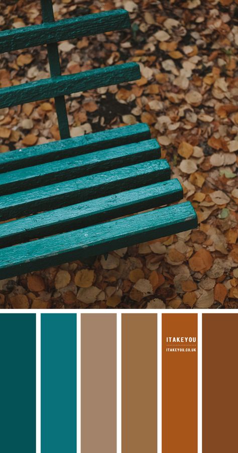 Teal Brown Bedroom, Teal Yellow Brown Color Palette, Colours To Go With Teal, Teal Brown Orange Color Palette, Blue And Green Color Combinations, Colour Palette Browns, Brown And Teal Color Palette, Colours That Go With Gold, Brown And Blue Colour Palette