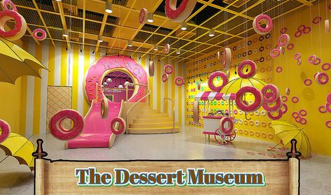 Down the Donut Holet Dessert Museum, Pastel Macarons, Candy Room, Cream Room, Bouncy House, Donut Shop, Salou, Chocolate Factory, Pink Clouds