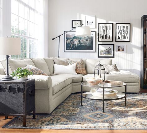 Pottery Barn Sectional, Pottery Barn Living Room, Barn Living, Bumper Sectional, Deep Seat Cushions, Farmhouse Living Room, Home Decor Living Room, Livingroom Layout, Decoration Inspiration