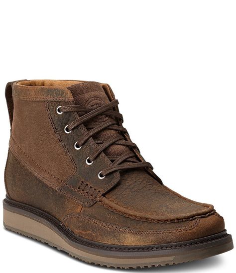 From Ariat, the Men's Lookout Chukka Boots features: Distressed leather and suede upperLace-up closureFabric lining4LR™ lightweight stabilizing shank for supportLightweight EVA midsole for shock absorptionDuratread™ sole for maximum wearImported.