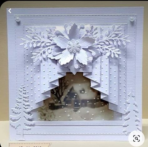 Fancy Christmas Cards, Drapery Fold Cards, Stamped Christmas Cards, Fancy Fold Card Tutorials, Christmas Card Inspiration, Beautiful Christmas Cards, Window Cards, Homemade Christmas Cards, Christmas Card Crafts