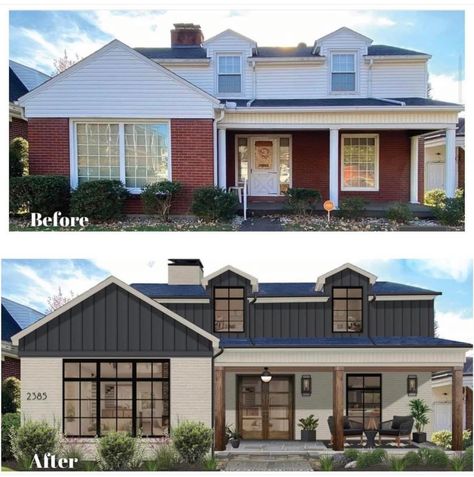 Exterior Plants, Exterior Home Makeover, 90s House, Kentucky Home, House Flipping, Exterior House Remodel, House Makeovers, House Before And After, Ranch Remodel