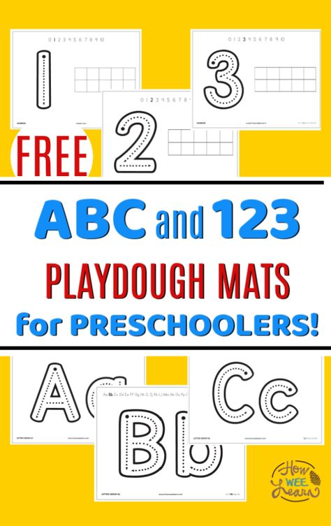 ABC and 123 Playdough Mats Letter Playdough Mats, Play Doh Letter Mats Free, Play Dough Number Mats Free Printable, Play Dough Mats Free Printables, Childminder Ideas, Playdough Mats Free Printables, Teaching Letter Recognition, Preschool Numbers, Alphabet Centers