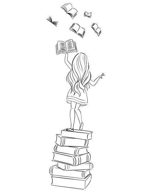 Woman Reading Drawing, Book Drawing Aesthetic, Reading Sketch, Cool Nature Tattoos, Book Sketches, Affordable Decorating Ideas, Nature Tattoo Ideas, Reading Drawing, Books Drawing