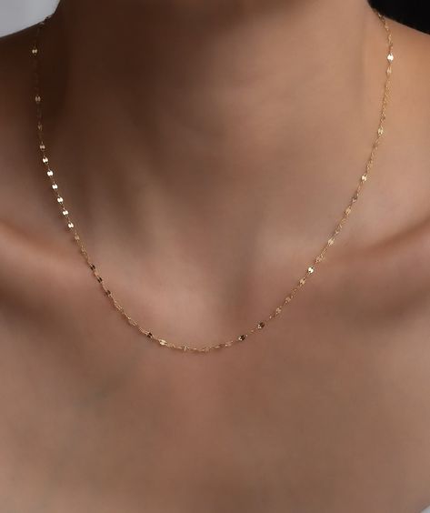 14K Real Gold Sparkle Chain Necklace,glitter Chain Necklace, - Etsy UK Gold Daily Wear Chain Designs, Gold Neck Chain, Neck Pieces Jewelry, Golden Necklace, Solid Gold Chains, Classy Jewelry, Neck Chain, Gold Necklace Layered, Gold Sparkle