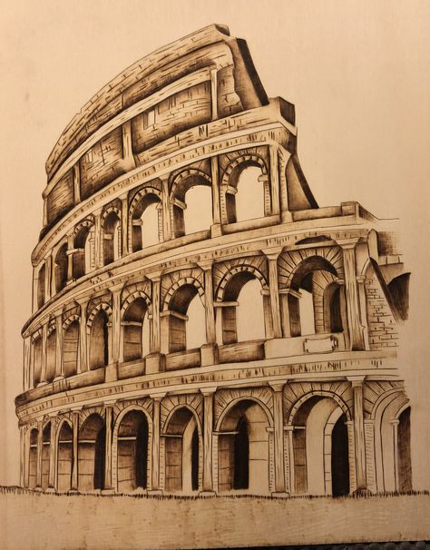 Architectural Pencil Drawings, Pantheon Rome Sketch, Colloseum Drawing Architecture, Coliseum Drawing, Coliseum Tattoo, Colosseum Sketch, Colosseum Drawing, Rome Drawing, Architecture Sketchbook