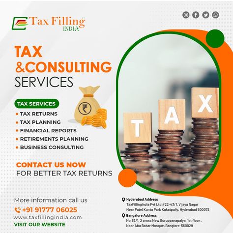 From startups to established enterprises, our tax consulting services are trusted by businesses of all sizes. Let us handle the complexities of corporate tax planning, payroll taxes, and other tax-related matters, so you can focus on growing your business. 🚀📈 📲 Call/WhatsApp: +91 9177706025 . #ITR #IncomeTaxReturn #TaxFiling #TaxSeason #TaxDeadline #TaxTips #ITR2023 #TaxSavings #TaxRefund #TaxPlanning #Efile #Taxation #FinancialPlanning #ITRAwareness #ITRHelp #FilingStatus Tax Consultant Business Card, Tax Creative Ads, Pamplet Design, Invitation Card Maker, Tax Deadline, Tax Lawyer, Derivatives Market, Corporate Tax, Tax Consulting