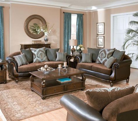 Like pillows and colors used. For upstairs living room? Dark Brown Sofa Living Room, Brown Sofa Decor, Brown Leather Sofa Decor, Leather Sofa Decor, Blue Curtains Living Room, Dark Brown Couch Living Room, Dark Brown Couch, Brown Leather Couch Living Room, Dark Furniture Living Room