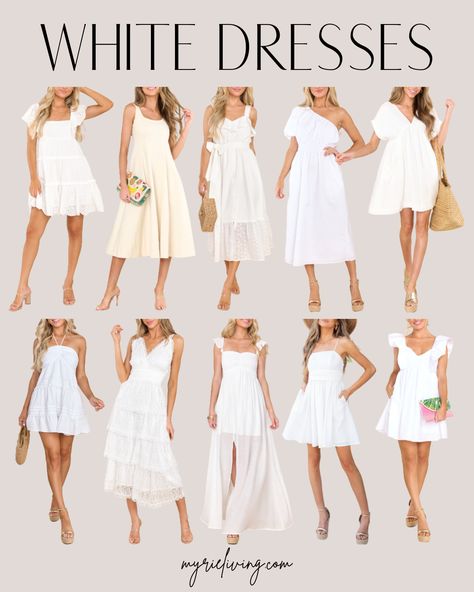 White Dress Code Party, Chic Off-white Sundress For Vacation, Dresscode White, Chic Off-white Summer Sundress, Off White V-neck Midi Dress For Beach, H&m White Midi Dress For Vacation, White Wedding Guest, White Dress Outfit Summer, Yacht Party Outfit