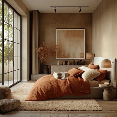 Small Bedroom Colour Ideas, Oaxaca House, 70 Bedroom, Terracotta Bedroom, Bedroom Wall Decor Ideas, Inspiring Lifestyle, Moroccan Room, Bedroom Colour, Bedroom Color Combination